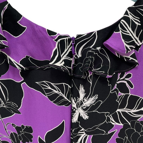 Parker New York NWT Loreena Silk Blend Wrap Dress Purple Black Floral Size 2 - Picture 9 of 16